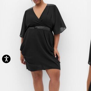 City Chic Black sequin faux wrap Mini Dress